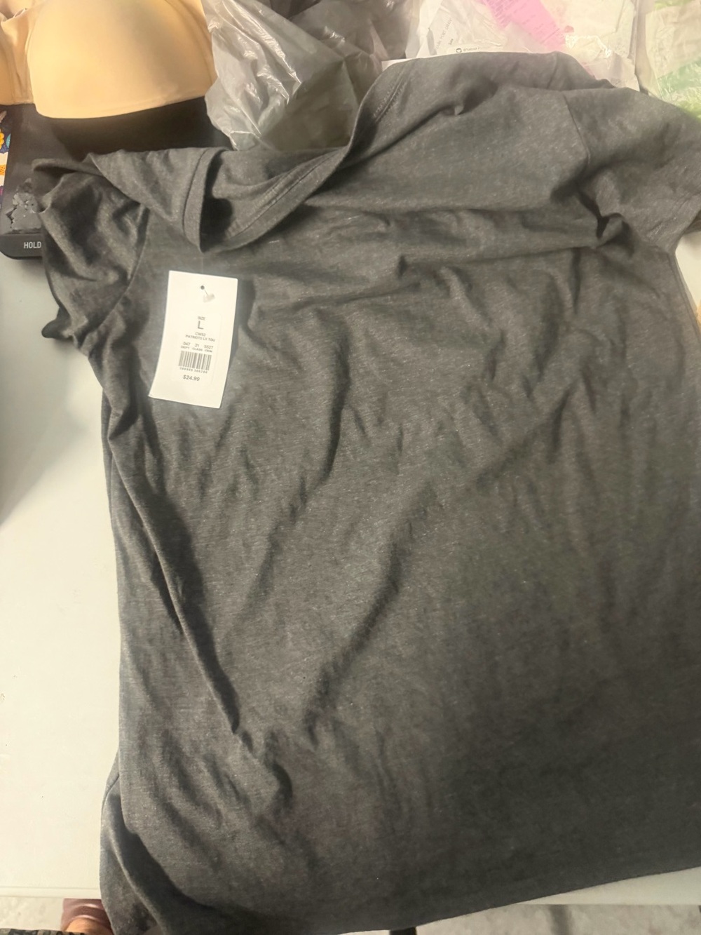 CSA New England Patriots, gray size large T-shirt, new with tags